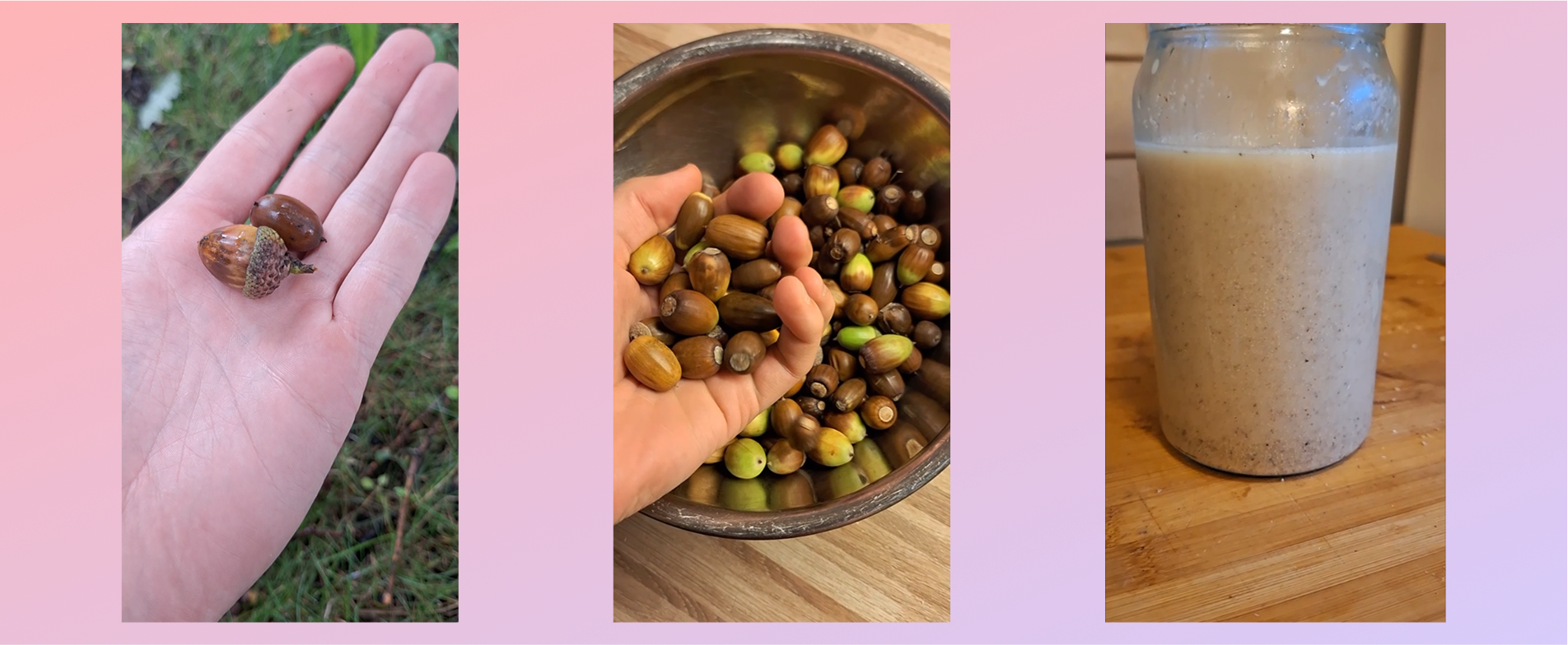 Kollasj av ulike steg i å behandle brennesle om til tekstiler.